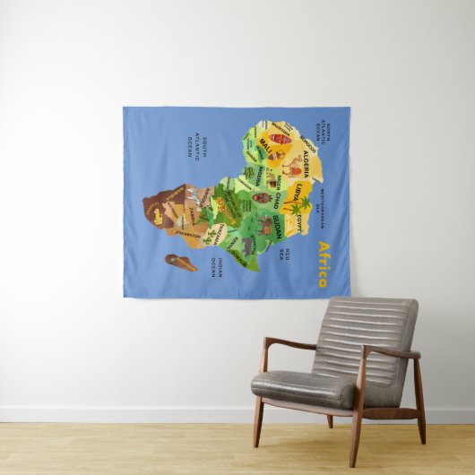 Afrika Map Artwork Tapestry Wandteppich (Beispiel (Horizontal))