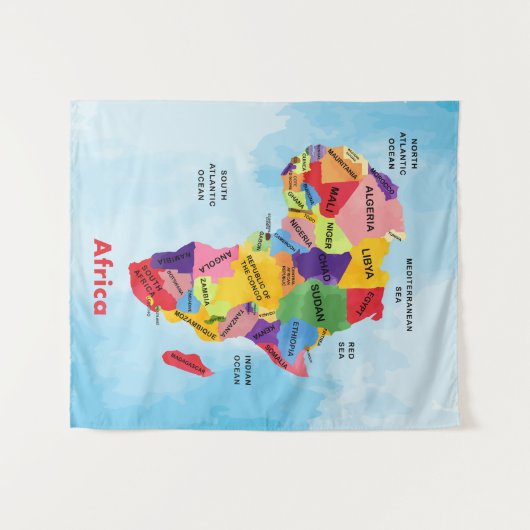 Afrika Map Artwork Wandteppich (Vorderseite (Horizontal))