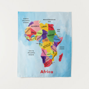 Afrika Map Artwork Wandteppich