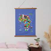 Afrika Map Hanging Tapestry Wandteppich Mit Holzrahmen (Schlafzimmer)