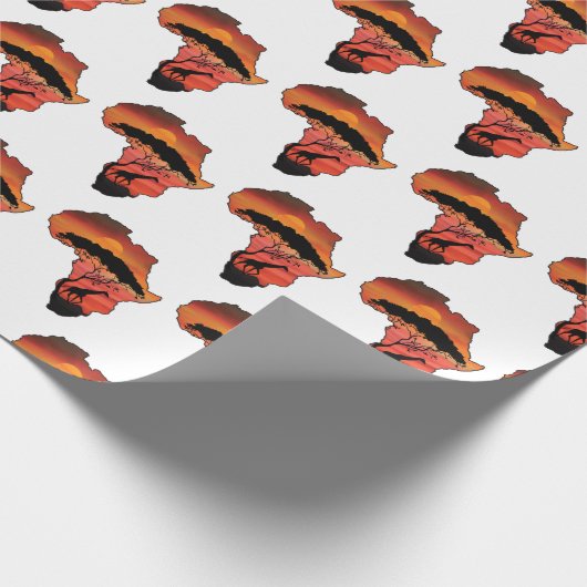 Afrika mit Giraffe und Serengeti Geschenkpapier (Ecke)