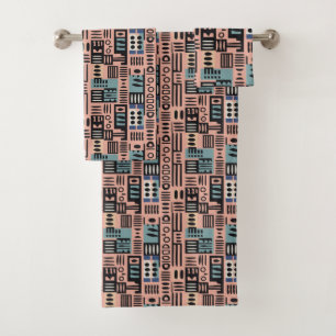 Afrika Mudcloudmuster abstrakt moderne Kunst 2 Badhandtuch Set