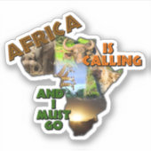 Afrika nennt "Wildlife Continent Collage" Aufkleber (Vorderseite)