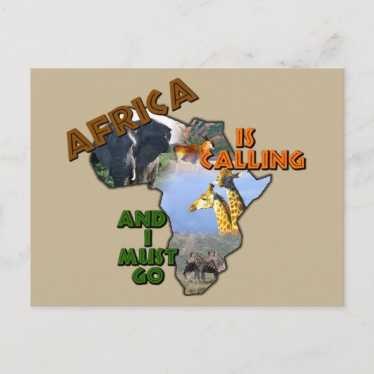 Afrika nennt Wildtiere Postkarte (Vorderseite)