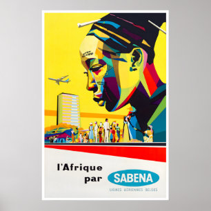 Afrika-Reiseposter Afrikanische Kunst Sabena Druck Poster