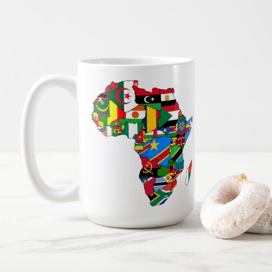 Afrika ruft die Länderflaggen der Kontinentalkarte Kaffeetasse (Mit Donut)