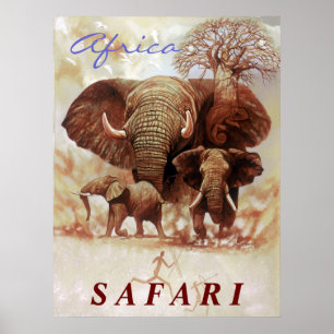 Afrika Safari-Ele-Studie Poster