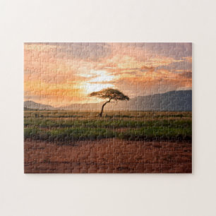 Afrika Safari Savannah Wüstenbaum Sonnenuntergang Puzzle