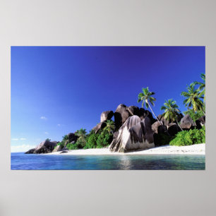 Afrika, Seychellen, La Digue Insel. Granit 3 Poster