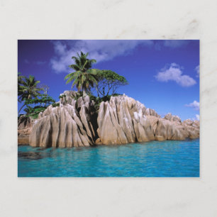 Afrika, Seychellen, La Digue Insel. Granit Postkarte