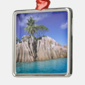 Afrika, Seychellen, La Digue Island. Granit Silbernes Ornament (Links)