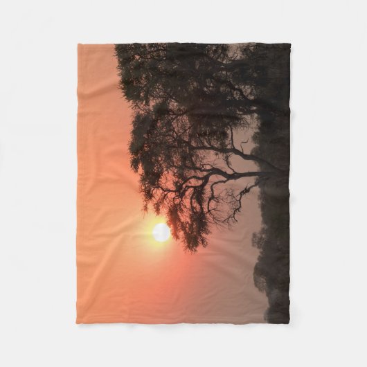 Afrika Sonnenuntergang Bäume Naturlandschaften Him Fleecedecke (Vorderseite)