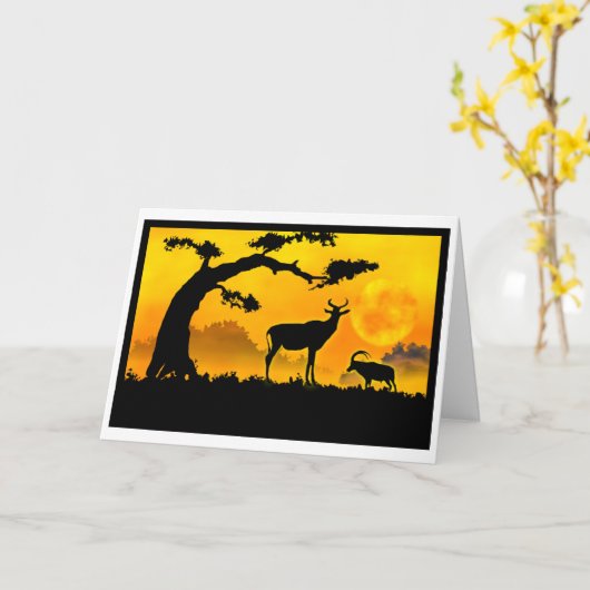 Afrika Sonnenuntergang Geburtstagskarte Karte (Gelbe Blume)