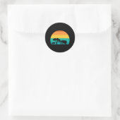 Afrika Sonnenuntergang mit Elefanten und Gnu Retro Runder Aufkleber (Tasche)