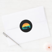 Afrika Sonnenuntergang mit Elefanten und Gnu Retro Runder Aufkleber (Umschlag)