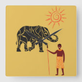 Afrika Sonnenuntergang. Quadratische Wanduhr (Vorderseite)