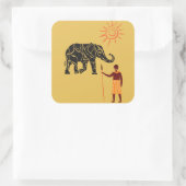 Afrika Sonnenuntergang. Quadratischer Aufkleber (Tasche)