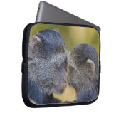 Afrika. Tansania Blauer Affe Mutter mit jungen Laptopschutzhülle (Vorne Rechts)