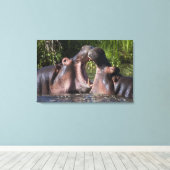 Afrika. Tansania Hippopotamus sparring Leinwanddruck (Insitu (Holzboden))