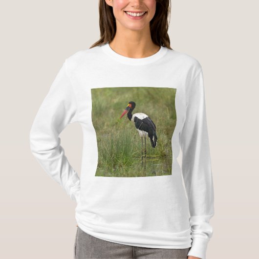 Afrika. Tansania Male Saddle-Lakai Stork T-Shirt (Vorderseite)
