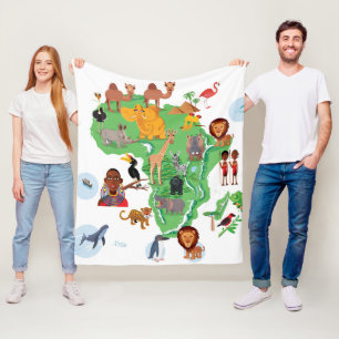 Afrika-Tier-Karte Fleecedecke