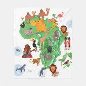Afrika-Tier-Karte Fleecedecke (Vorderseite)