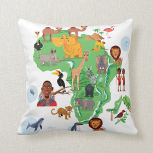 Afrika-Tier-Karte Kissen