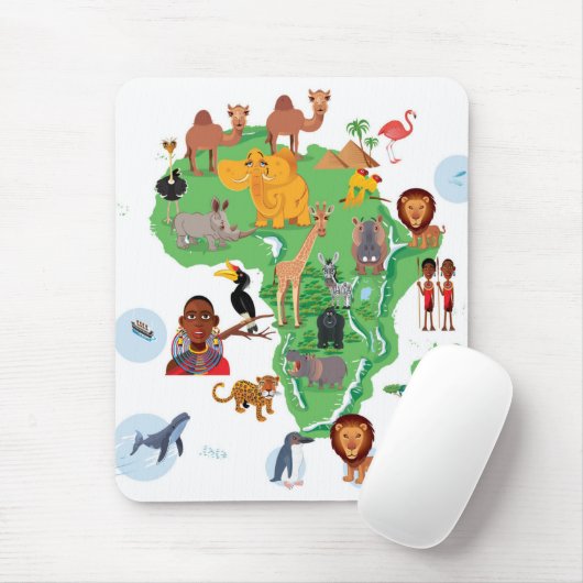 Afrika-Tier-Karte Mousepad (Mit Mouse)