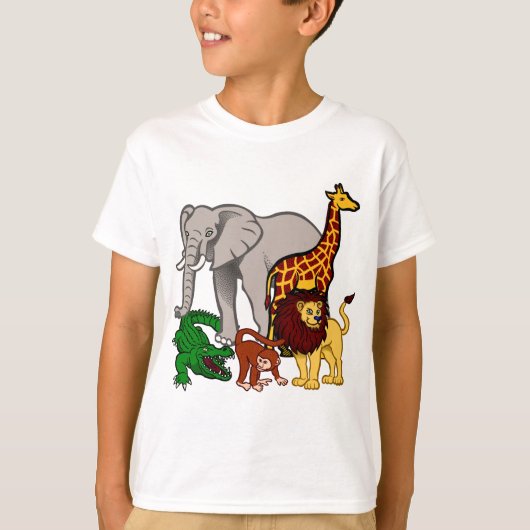 Afrika, Tiere, Löwe, Elefant, Krokodil, Affe T-Shirt (Vorderseite)