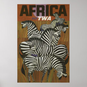 Afrika Vintage Reiseplakat Zebra Safari Poster