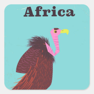 Afrika Vulkan Vintages Flugplakat Quadratischer Aufkleber