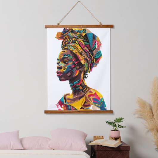 AFRIKA WANDTEPPICH MIT HOLZRAHMEN (Schlafzimmer)