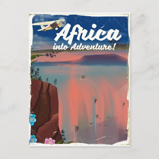 Afrika-Wasserfall-Abenteuerposter Postkarte (Vorderseite)