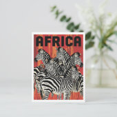 Afrika-Zebra-Safari-Vintage-Kunst Postkarte (Stehend Vorderseite)