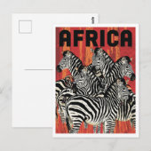 Afrika-Zebra-Safari-Vintage-Kunst Postkarte (Vorne/Hinten)