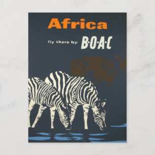 Afrika Zebras Wildlife Reise im Vintage-Stil Postkarte