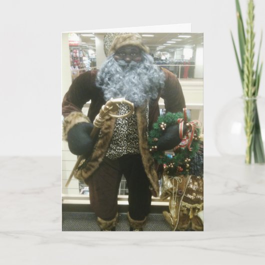 AFRIKANAMERICAN SANTA WISHES FEIERTAGSKARTE (Vorderseite)