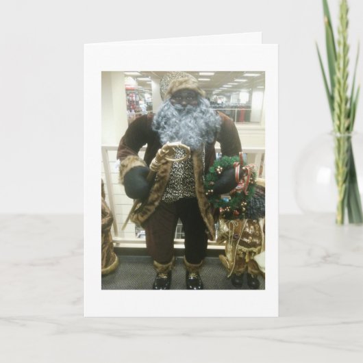 AFRIKANAMERICAN SANTA WISHES FEIERTAGSKARTE (Vorderseite)