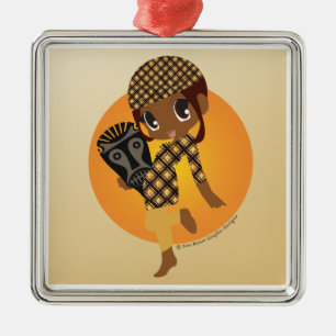 Afrikaner Chibi Weihnachtsverzierung Ornament Aus Metall