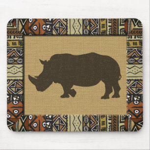 Afrikaner Mudcloth und Nashorn Mousepad
