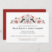 Afrikanerin | Modern Ankara Kente Lizard Wedding Einladung (Vorne/Hinten)