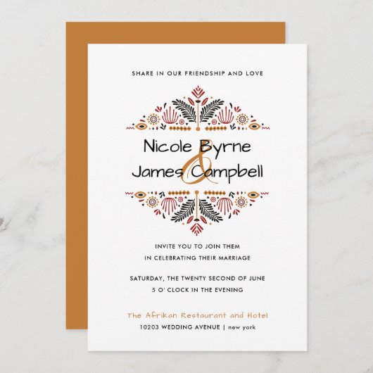 Afrikanerin | Moderne Hochzeit in Ankara Einladung (Vorne/Hinten)