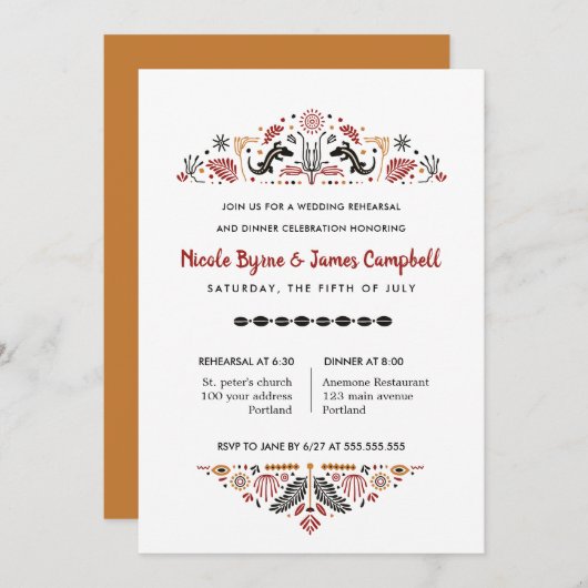 Afrikanerin | Modernes Ankara Kente Probe Dinner Einladung (Vorne/Hinten)