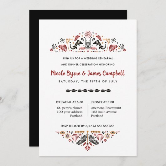 Afrikanerin | Modernes Ankara Kente Probe Dinner Einladung (Vorne/Hinten)