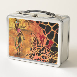 Afrikanerin und Giraffe Metall-Lunchbox Metall Brotdose