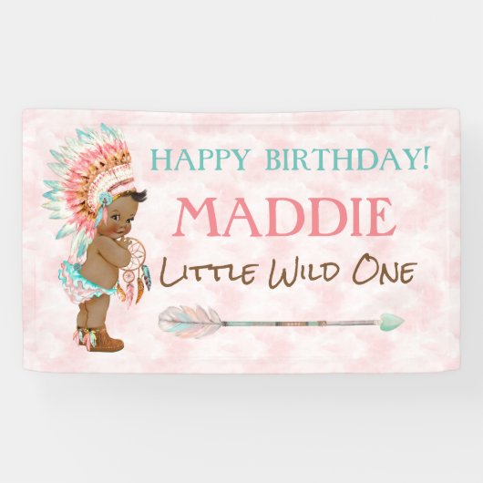 Afrikanisch-Amerikanerin Girl Headdress Indianerin Banner (Horizontal)