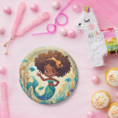 Afrikanisch-Amerikanerin Mermaid Birthday Napkin Pappteller (Party)