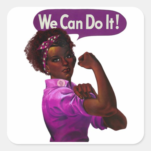 Afrikanisch-Amerikanerin Rosie The Riveter Black H Quadratischer Aufkleber (Vorderseite)