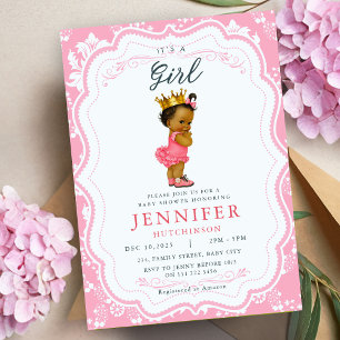 Afrikanisch-amerikanische Baby Girl Princess Baby  Einladung