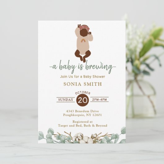 Afrikanisch-amerikanische Babydusche Einladung (Stehend Vorderseite)